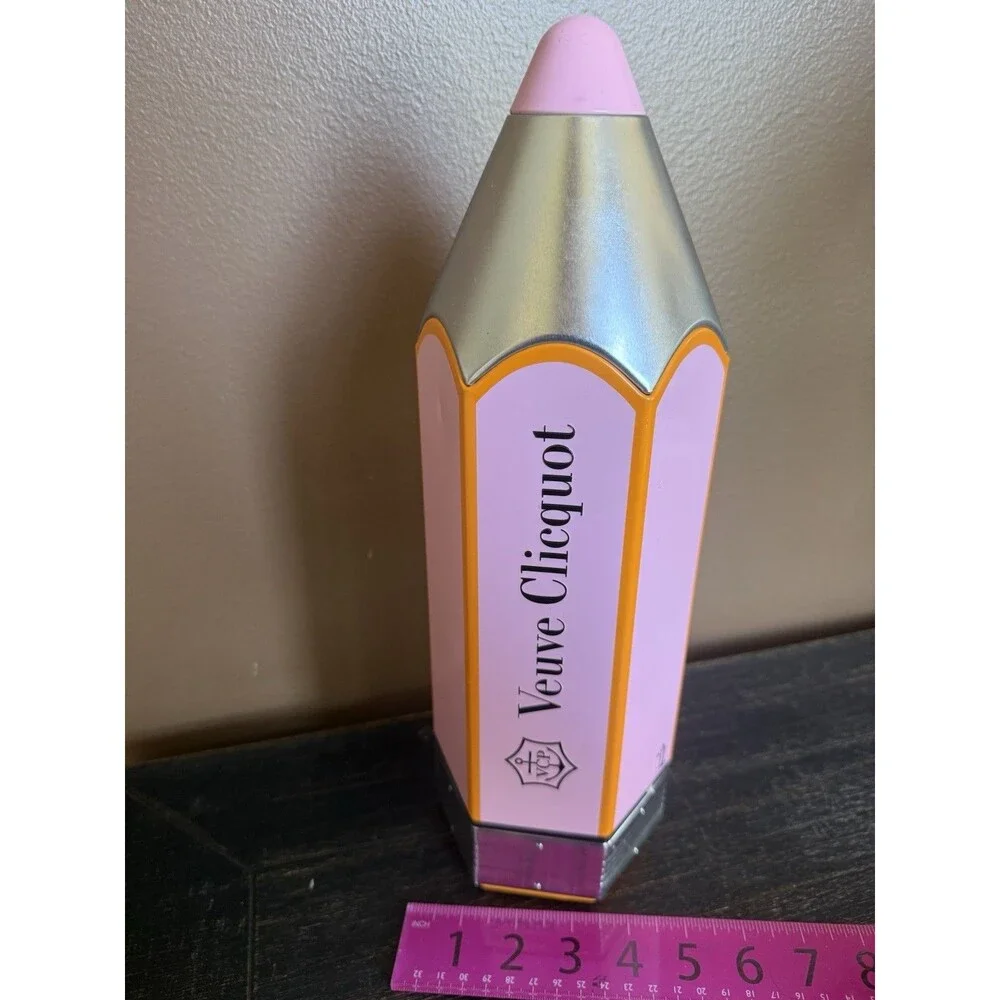 Veuve Clicquot Collectable Rose Champagne Bottle Pencil Tin Box Case (Empty)